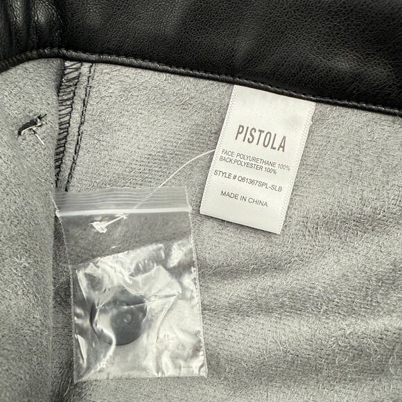 Pistola Pants SZ 24W Tammy High Waist Button Fly Black Faux Leather Trousers NWT - Picture 14 of 16